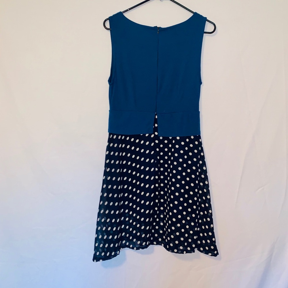 Navy Dress with Polka Dot Skirt S - Picture 3 of 8